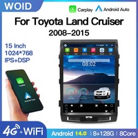 Écran de style Tesla Android 14 de 15 pouces, GPS de voiture, navigation pour Toyota Land Cruiser 200 LC200 2015 - 2008, lecteur multimédia radio, Carplay