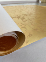Revêtement de plafond artisanal en soie et feuilles d'or, Art mural métallique pour projets de centres commerciaux et de gymnases