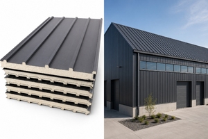 Panneau de toiture pour entrepôt <span class=keywords><strong>agricole</strong></span>, panneau sandwich en PU pour serre, poulailler, résistant aux intempéries - Product Image 1