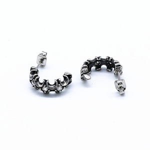 Pendientes yunnique con forma de media luna, acero de titanio, diseño geométrico en blanco y negro, joyería de moda - Product Image 5