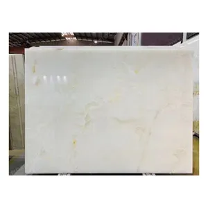 Natural White Onyx Slab Polished Serpentine Marble Modern French Floor Tiles Hotels Villas Apartments Exteriors Honed Available