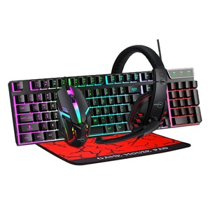 In Stock Wholesale <strong>Prices</strong> 104 Keys RGB Colorful Backlit Gaming Keyboard and <strong>Mouse</strong> Headset Headphone Gaming Combo - Product Image 1