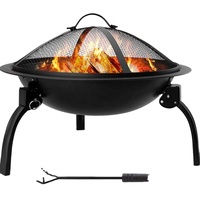 Foyer portable le plus vendu avec pieds pliables pour le camping en plein air avec couvercle d'étincelle et bâton de feu, pot de feu pour plusieurs personnes