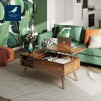 Table basse moderne et contemporaine à hauteur réglable avec compartiment de rangement durable pour le salon, meubles en bois