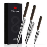 Ensemble de couteaux de cuisine professionnels 3 pièces en acier à haute teneur en carbone 5Cr/7Cr/9Cr18MoV/VG10/AUS10 avec manche en ébène, couteau de chef et couteau à pain dentelé pour la maison