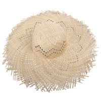 JAKIJAYI OEM Chic soleil plage été femmes surdimensionné grand bord effiloché mer herbe disquette chapeau de paille couleur naturelle rétro Sombrero