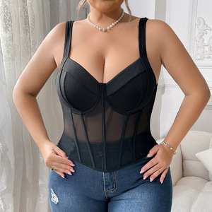Corset sexy en maille chevronnée sur mesure pour femmes grandes tailles, soutien-gorge amincissant la <span class=keywords><strong>taille</strong></span>, camisole respirante pour poitrines généreuses - Product Image 1