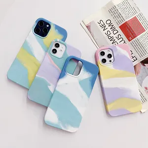 Capa protetora de silicone arco-íris para celular, 14 cores, contraste, borracha, para apple iphone 11, 12, 13, 14 pro, max, plus