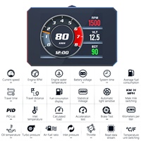 Alat Pengukur Digital LCD OBD2 untuk Mobil, Menampilkan Kecepatan, RPM, Suhu Air, Tekanan Turbo, Plug & Play
