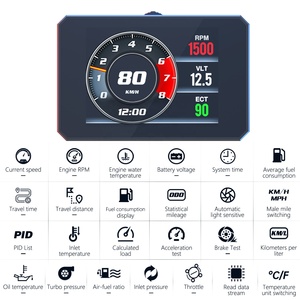 Jauge numérique LCD OBD2 pour <span class=keywords><strong>voiture</strong></span>, affichage de la vitesse, du régime, de la température de l'eau, de la pression du turbo, outil Plug & Play - Product Image 5
