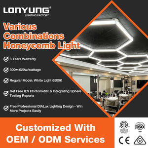 Éclairage de garage hexagonal super lumineux à 5 LED, type nid d'abeille, pour le detailing automobile, 6000K, lampes de travail hexagonales pour plafond - Product Image 3