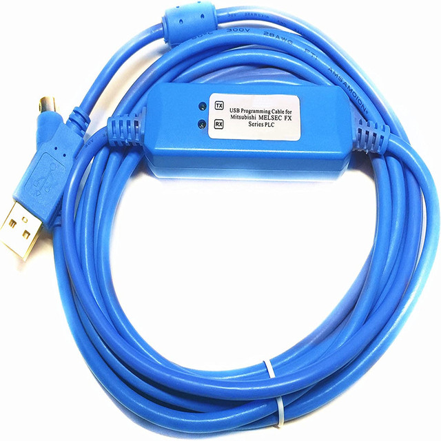 USB Programming Cable for Mitsubishi Melsec FX Series PLCs, USB to RS422, FX-USB-AW Compatible