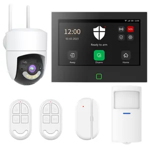 7inch Touch Screen Fingerprint 8 Wired Zones Wireless GSM 4G+WIFI Burglar Wireless Home Security Alarm System