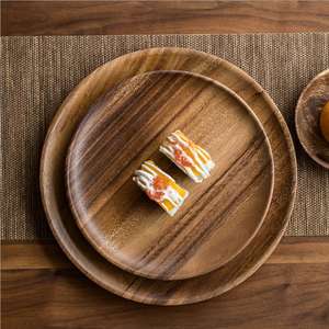 CNLF Natural Wooden Kitchenware Eco-Friendly Reusable Acacia <strong>Wood</strong> <strong>Plate</strong> Dinnerware Personalized Thick Food Serving Products - Product Image 2