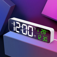 Réveil électronique LED direct d'usine, calendrier perpétuel, grand écran LED, veilleuse silencieuse, prise secteur, horloge de table de bureau