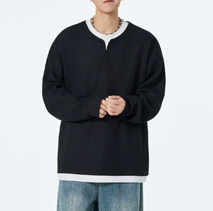 <span class=keywords><strong>Pull</strong></span> en molleton français décontracté d'hiver à col montant et à ourlet à capuche deux en un avec broderie - Product Image 1