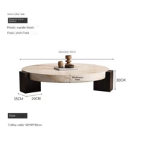 Table basse en bois massif durable, style moderne minimaliste, table d'appoint en noyer, plateau en marbre naturel, ensemble de luxe léger