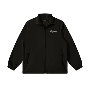 Logo brodé personnalisé doublure en satin matériau coupe-vent en nylon veste coupe-vent pour hommes