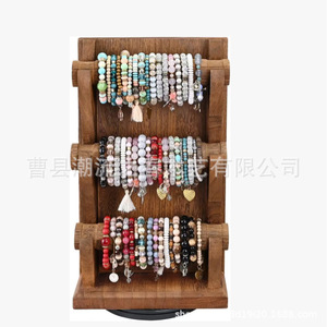 Expositor de joyería de madera de varios niveles, estante de almacenamiento para pulseras y cuentas, estante de almacenamiento de joyería trapezoidal para vendedores ambulantes - Product Image 2