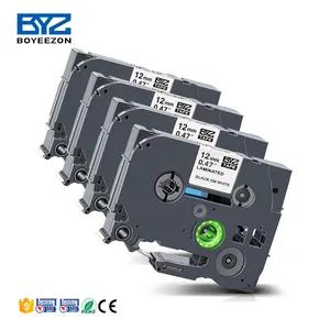 Rubans auto-adhésifs pour imprimante, 10 pièces, 12mm, noir sur blanc, tze231 tzc231, compatibles avec brother p touch