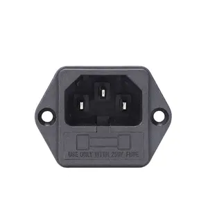 3 pin iec320 c13 male power cord inlet socket receptacle connector with fuse holder 250v 10a
