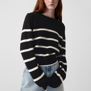 Customized Long Sleeve Oversize Loose Stripe Pullover Sweater Knitted <strong>Jumper</strong> Ladies Pullover Striped Sweater - Product Image 4
