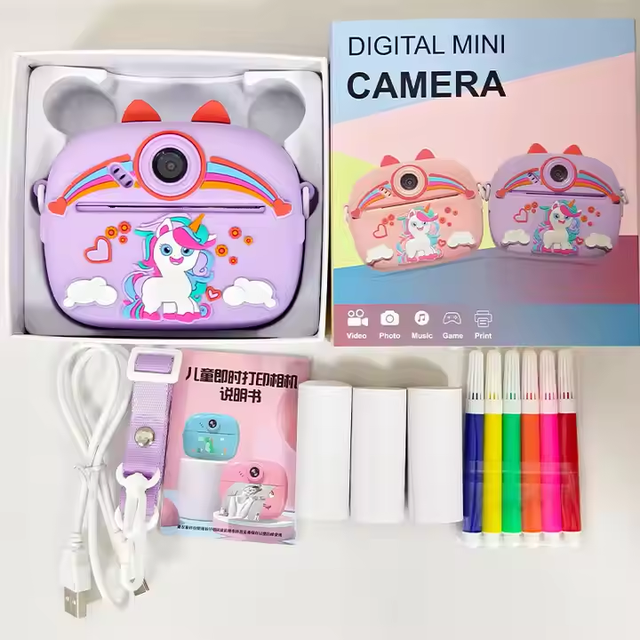 Kids Instant Print Camera with MOS Sensor  Game Function & 2.4'' Screen-Video & Photo Digital Gift for Children