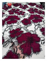 Tissu de dentelle en velours islamique brodé de perles et de sequins Blinglace Deep Wine pour rideaux Majlis et décoration intérieure arabe