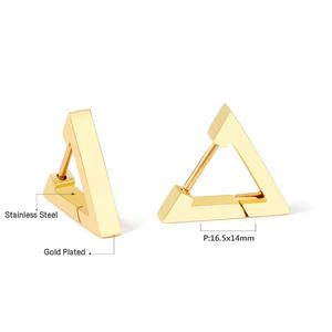 Pendientes de Joyería de Moda, Estilo Minimalista, Chapados en Oro de 18k, Acero Inoxidable, Geométricos, Triangulares, Simples, Tipo Aro para Mujer - Product Image 2