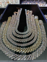 Testeur de diamant de passe de bijoux de luxe 925 argent 6mm 8mm 10mm deux rangées glacées Hip Hop VVS Moissanite diamant chaîne à maillons cubains