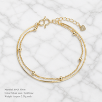 Élégant Bracelet Double Couche en Argent Sterling S925, Chaîne Serpent Perles, Bijoux Fins pour Femme, Luxe Léger, Vente en Gros