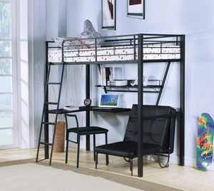 Senon Silber & Schwarz Lackiertes Hochbett mit Schreibtisch - Product Image 1