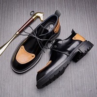 Brounvanm – chaussures en cuir solide pour hommes, chaussures de loisirs, à bout rond, à lacets, semelles épaisses, légères, pour le bureau et la carrière, printemps 2023