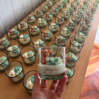 Bougies fantaisie personnalisées en verre à fond haut, motif ours en peluche mignon, avec plantes succulentes multicolores, idéales comme cadeau