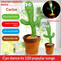 Jouet en peluche Cactus Rouge Cyber Dansant, Chantant et Torsadant, Rembourré en Coton PP, 31-50cm, Lumières LED, Interactif, Musical, Électronique, pour Fête