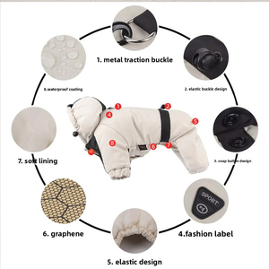 비숑 프리제 강아지 겨울 자켓 네발 패딩 폴리에스터 따뜻한 유럽풍 디자인 가을 야외 애완견 의류 - Product Image 4