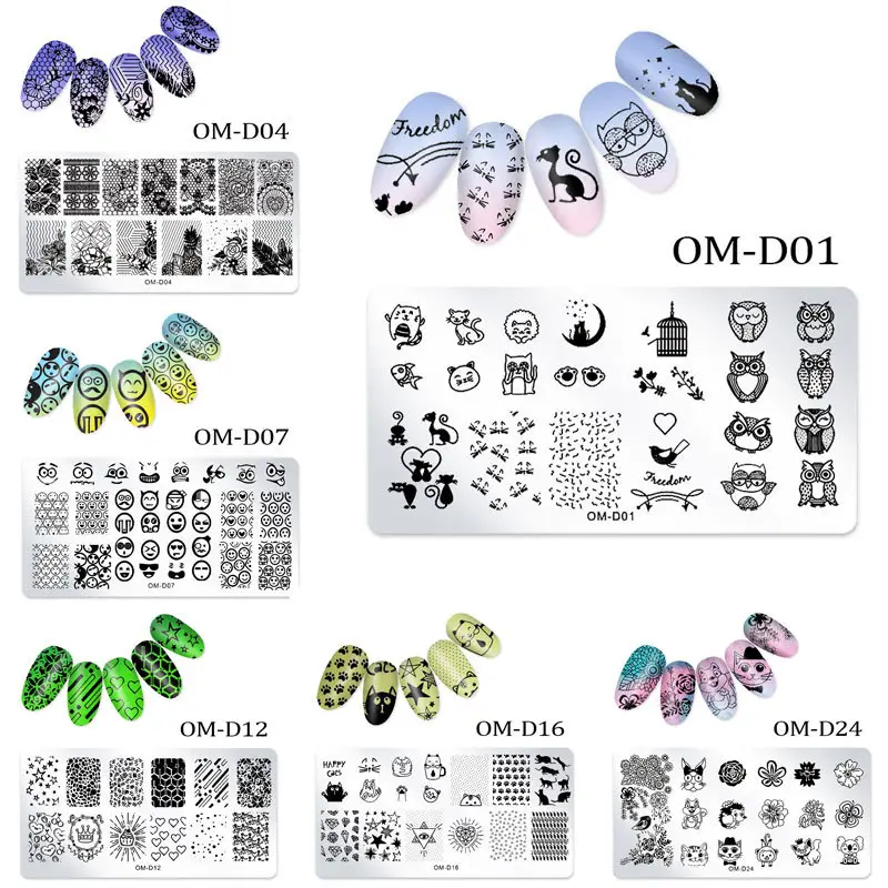 Nail Manicuring DIY Printing Tools Transfer Metal Stamp Plaid Flowers Leaves Lace Stamp Templates Nail Art Stamping Plates