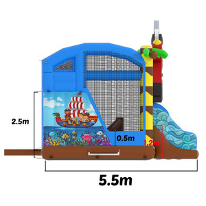 Château gonflable Pirate Island avec toboggans, structure de jeu commerciale pour enfants, idéal pour les fêtes et la location d'événements - Product Image 3