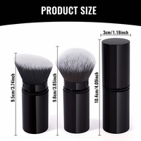 Pinceau portable multifonctionnel anti-poussière avec couvercle de protection, en fibres synthétiques, manche métallique, pour fond de teint et crème solaire, outil de dégradation