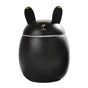 Siyah Porselen Tavşan Evcil Hayvan Urn'u-Seramik Tavşan Kremasyon Anıtı Sergileme Güçlü Sızdırmazlık - Product Image 1