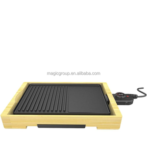Asador Eléctrico sin Humo con Revestimiento de Bambú, Ideal para Cocinar en la Mesa del Hogar y la Encimera del Apartamento - Product Image 1
