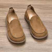 Mocasines de Ante para Hombre, con Punta Cerrada, Parte Superior de Cuero Genuino, Suela de Goma, Entresuela de EVA, Forro de Cuero Genuino, Cómodos y Resistentes