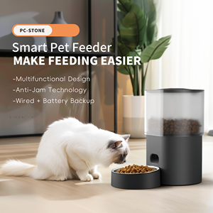 Dispositivo di plastica portatile in acciaio inossidabile intelligente per fontanella per cibo con grande fontana, Kit di alimentazione automatica per cani per animali domestici - Product Image 3