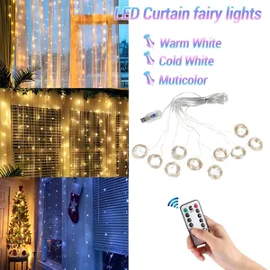 Cortina para luzes de natal, guirlanda de luzes para decoração caseira de natal e ano novo 2022