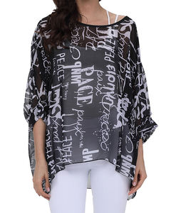 SY447 blusas de chifón sueltas informales para mujer, funda de <span class=keywords><strong>manga</strong></span> de murciélago con protección solar Vintage, estampado por sublimación, murciélago ligero - Product Image 5