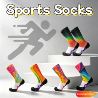 Chaussettes en polyester à logo personnalisé, imprimées par sublimation, motif géométrique vintage, colorées, style bohème, streetwear, chaussettes de sport