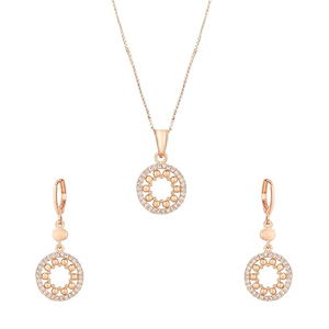 Women <b>Rose</b> <b>Gold</b> Plated CZ American Diamond Chain Pendant Necklace with Earrings Featuring Shimmering Stones and <b>Jewelry</b> <b>Set</b> - Product Image 6