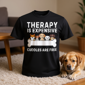 Camiseta de terapia canina Cuddles Are Free, diseño de pata de cachorro para amantes de los perros - Product Image 3