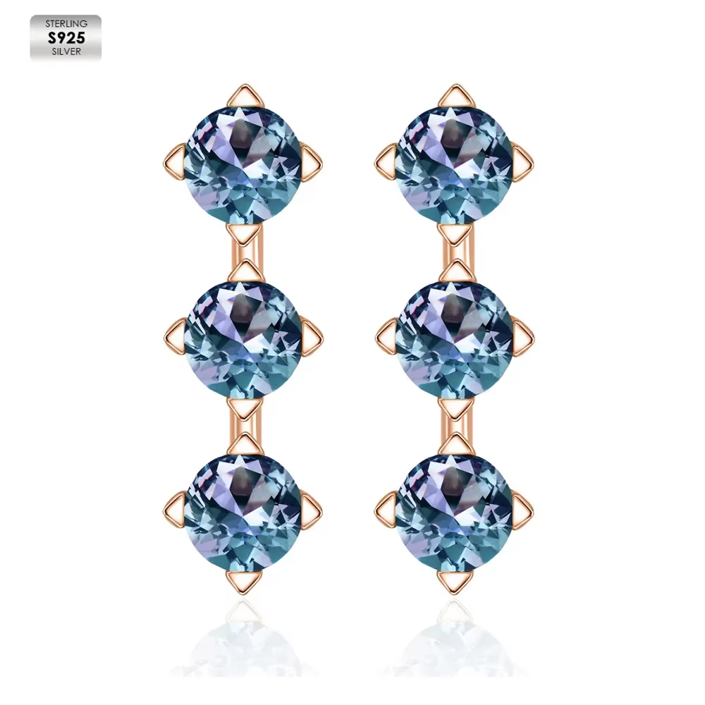 Boucles d'oreilles élégantes en argent S925 plaqué or rose 18 carats