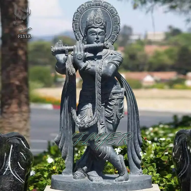 カスタムクリシュナ像大理石ヒンドゥー教の神々彫刻石ラージラダクリシュナ像
